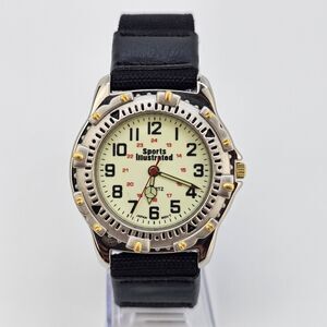 VTG Sports Illustrated Watch Men 38MM Yellow Dial New Black Canvas Bands Battery